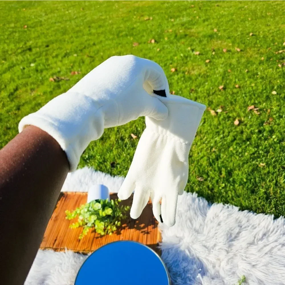 New Cozy Ivory Text Capability Statement Gloves.